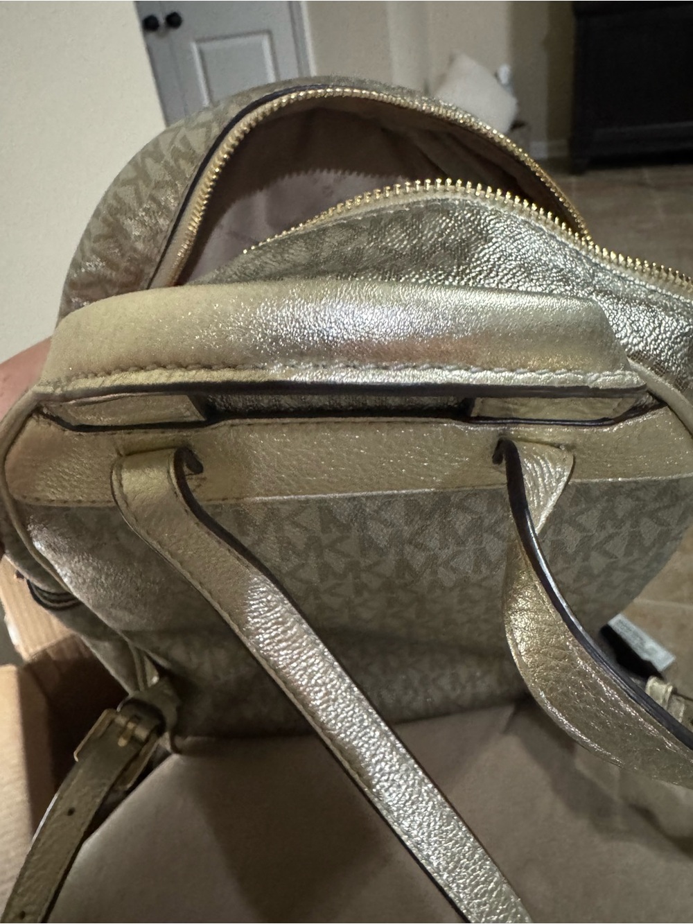 Michael Kors Metallic Gold Medium Backpack Gold hardware (2 c/o bottom pipe) - Picture 16 of 17